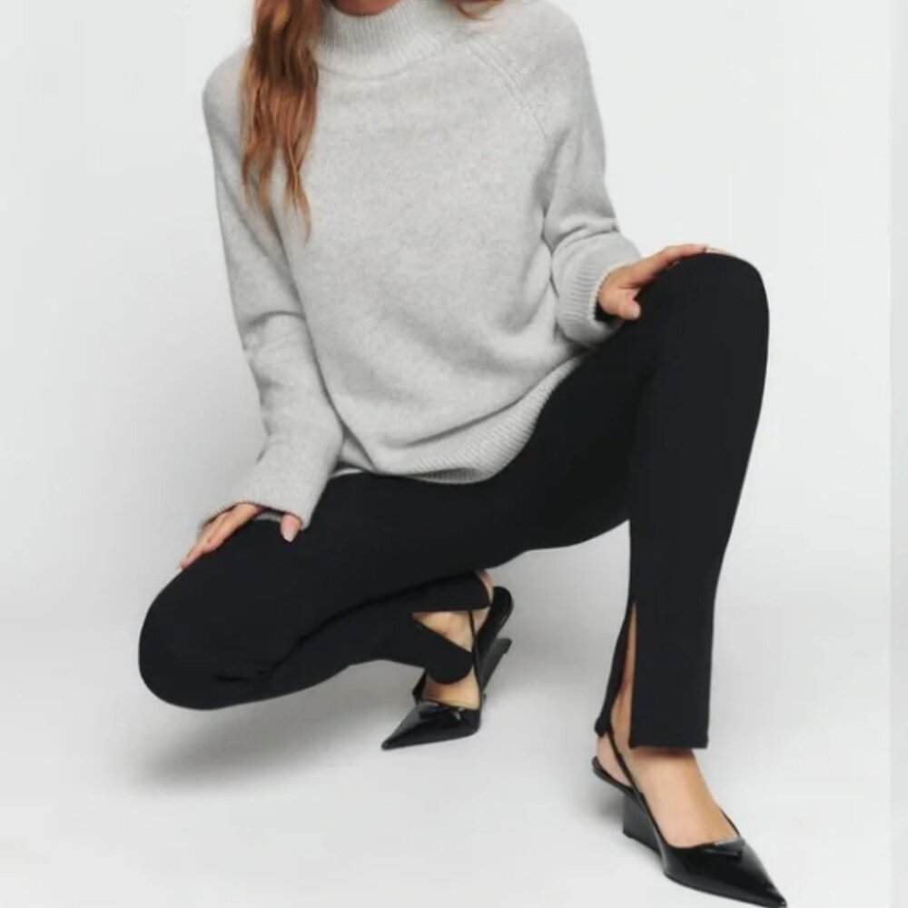Reformation Graham High Rise Skinny Ankle Zip Ponte Knit Pants Black Size M